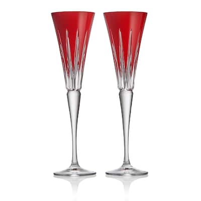 Waterford New Year Flutes Firework, Set of 2, Red