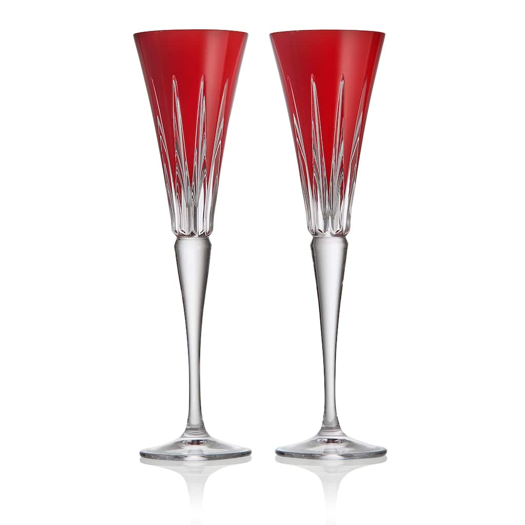 Waterford New Year Flutes Firework, Set of 2, Red