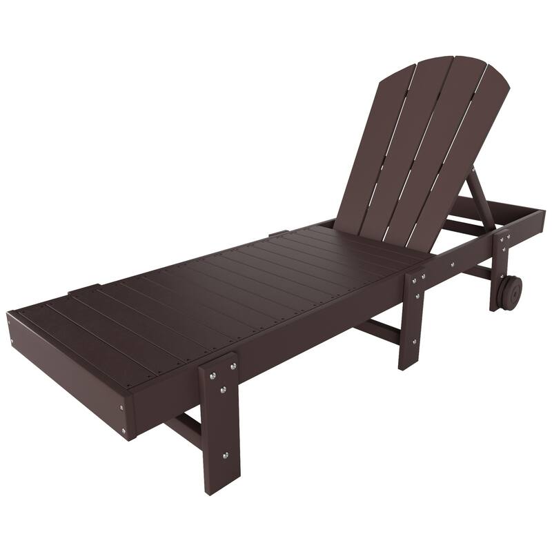 Polytrends Laguna Hdpe All Weather Outdoor Patio Pool Reclining Armless Chaise Lounge With Wheels (Set Of 2)