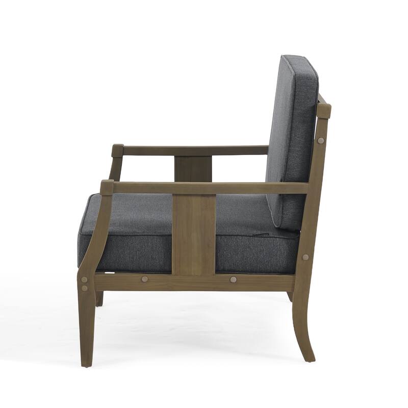 6-Piece Outdoor Teak Seating Set Armchair Patio Conversation Sets with 2 Tables, Cushion