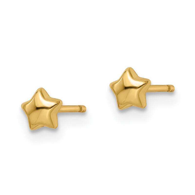 Curata 14k Yellow Gold 4.2mm Very Small Polished Star Post Earrings