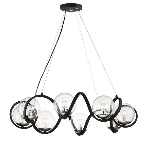 slide 2 of 4, Curlicue 8-light 35" Wide Steel Pendant - black / polished nickel black / polished nickel