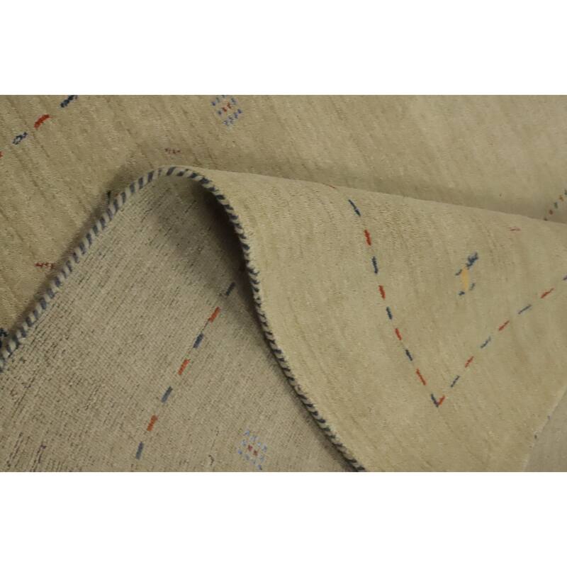 Hand Knotted Oriental 100% Wool Carpet Tribal Animal Pictorial Beige & Ivories Gabbeh Area Rug - 8' 0'' X 5' 7''