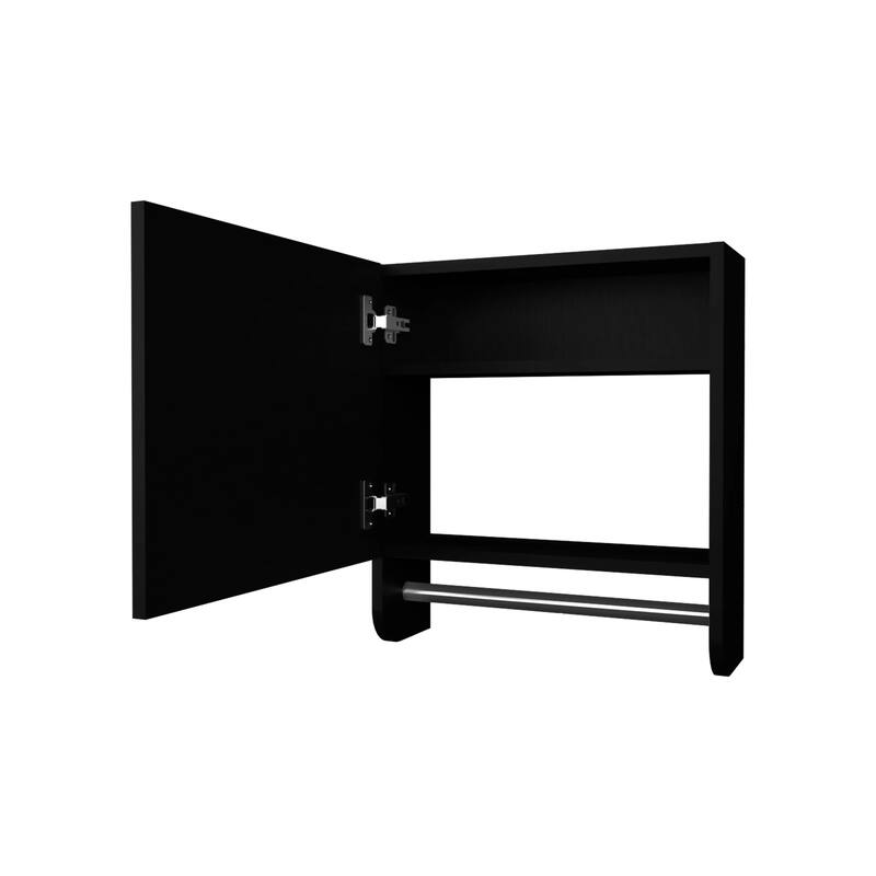 Black Wall-Mounted Medicine Cabinet with Towel Bar and Mirror, Perfect for Small Bathrooms and Tight Spaces
