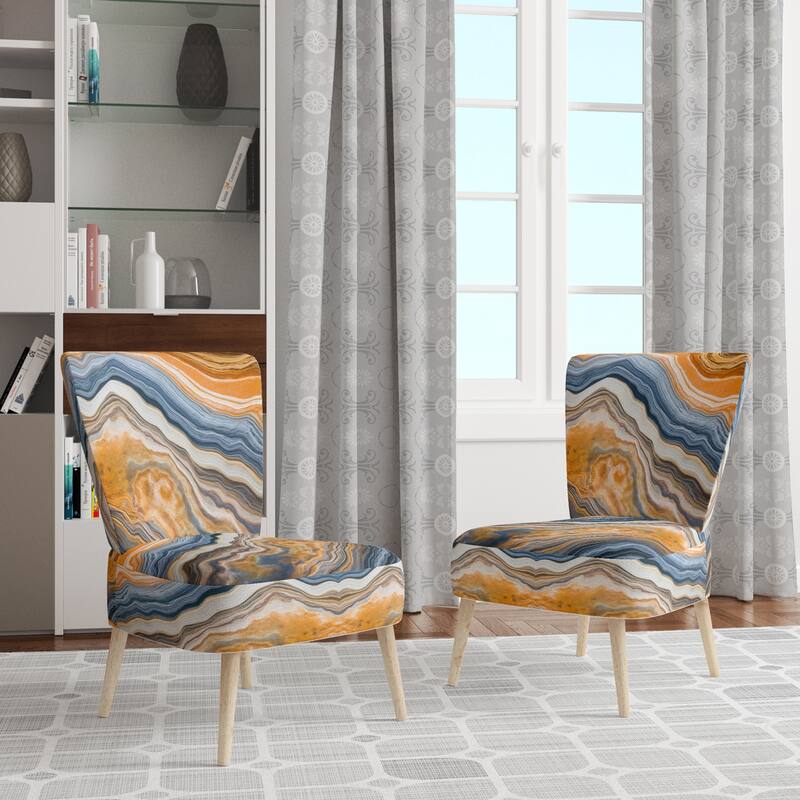 Designart "Segment Layers of Marbled Rock" Upholstered Fractals Accent Chair and Arm Chair - Side Chair - Orange