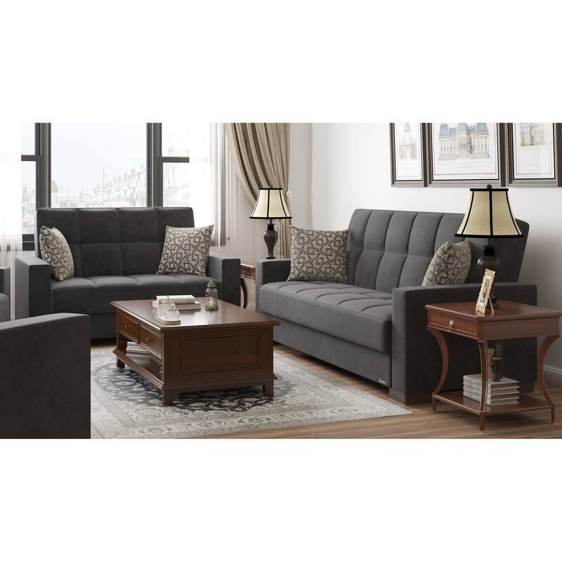 Collection Upholstered Convertible Loveseat With Storage