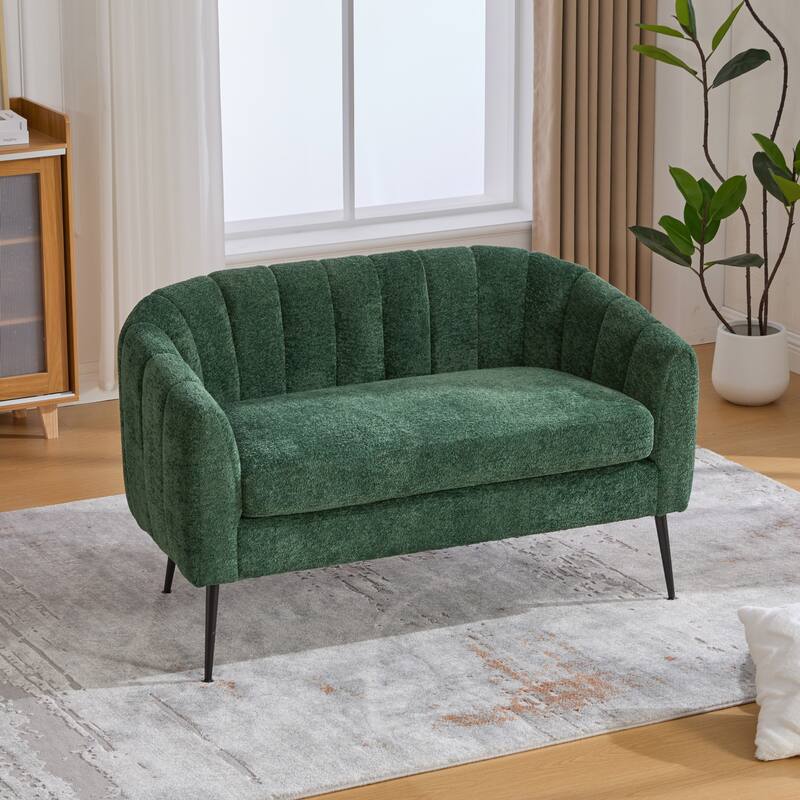 50.1" W Loveseat Sofa,Mid-Century Modern Chenille Sofa with Metal Legs