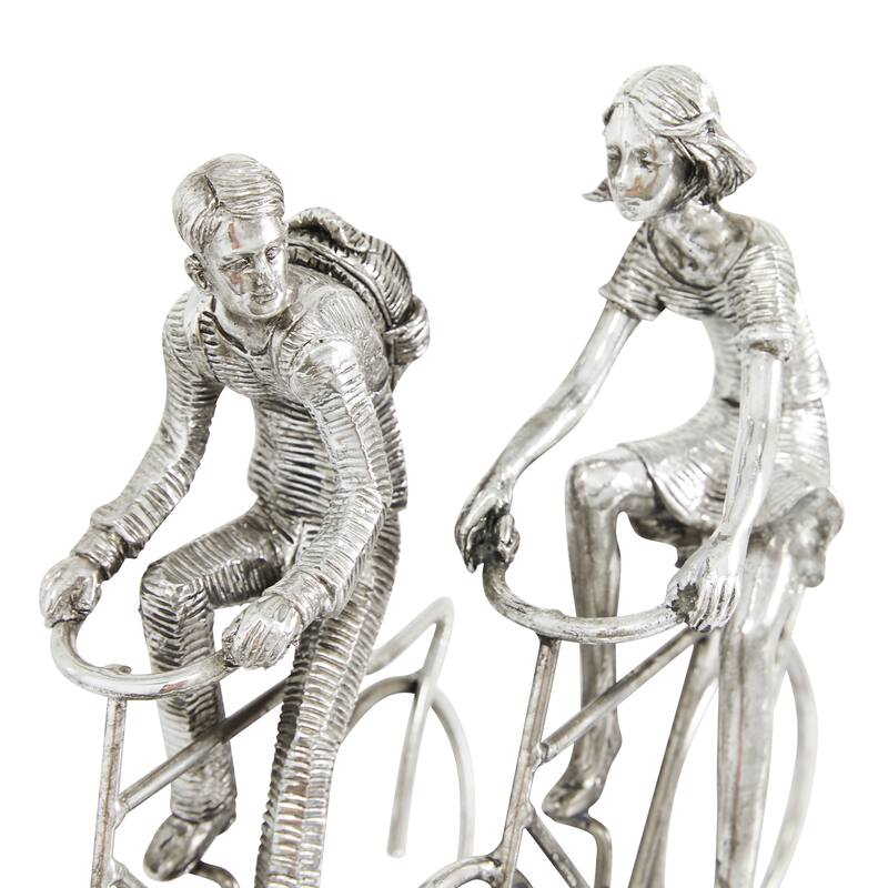 Silver Polystone Contemporary Sculpture Bicycle 10 x 11 x 5 - 11 x 5 x 10