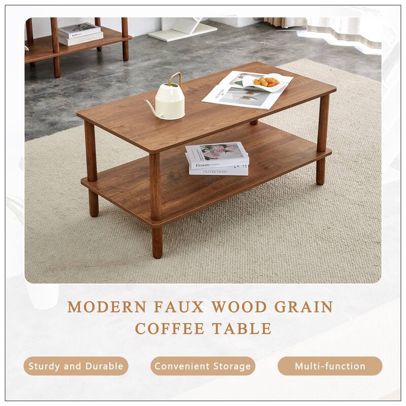Modern 2-Tier Coffee Table for Living Room