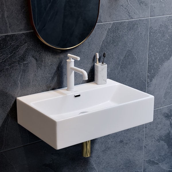 slide 2 of 15, Claire 24” Rectangle Wall-Mount Bathroom Sink Glossy White