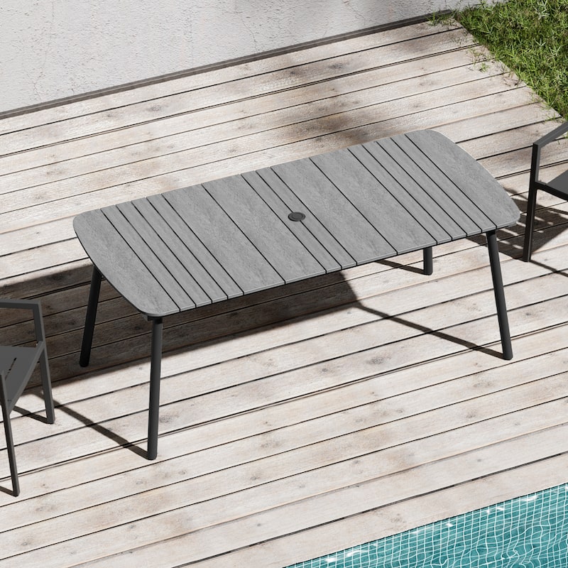 Outdoor Patio Dining Table Rectangular Aluminum Outdoor Table for 6/8/10 Person