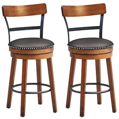 Gymax Set of 2 BarStool 25.5'' Swivel Counter Height Dining Chair with - 18'' (L) x 20.5'' (W) x 39'' (H)