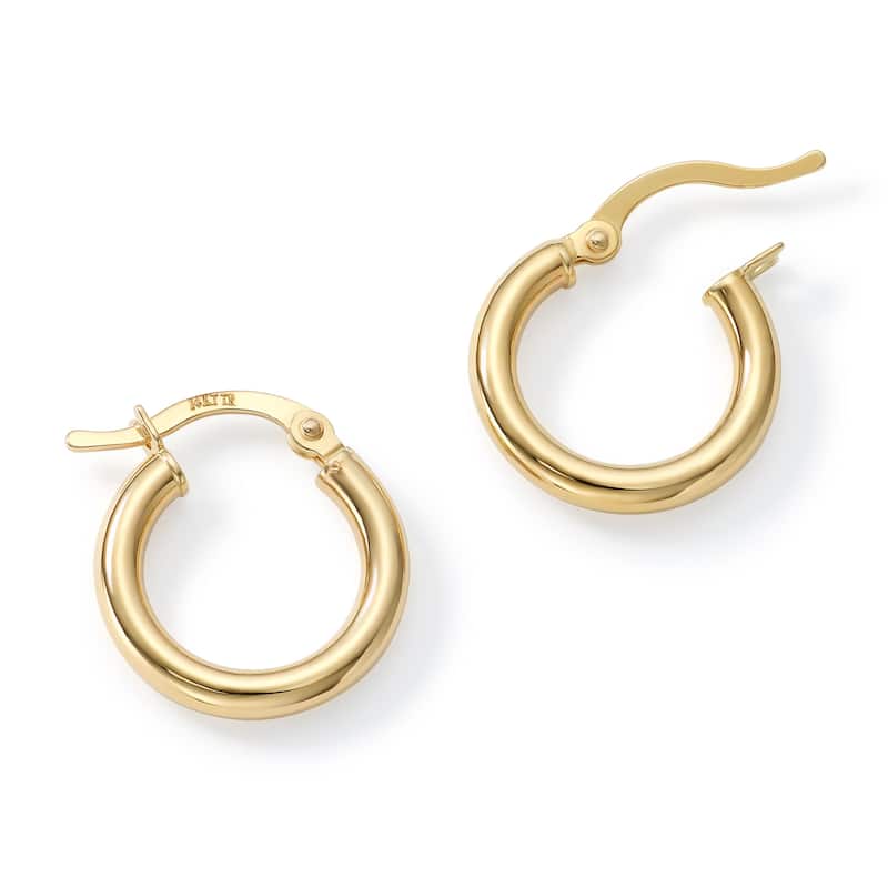Clover 14k Yellow Gold High-Polish Round Hoop Earrings 2.5mm