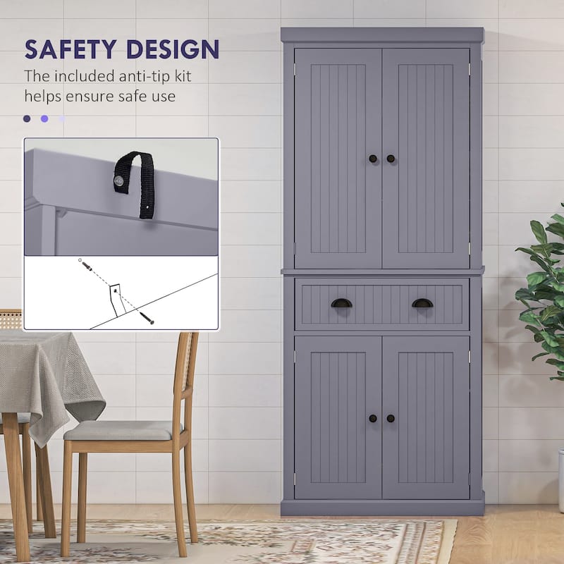 72" Freestanding Kitchen Pantry Cabinet w/ Drawer,3 Adjustable Shelves