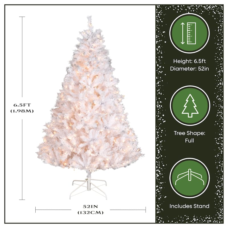 National Tree Company 6.5 ft Pre-Lit Winchester Pine Artificial Christmas Tree, 400 Clear Lights, Silver Glitter, Includes Stand