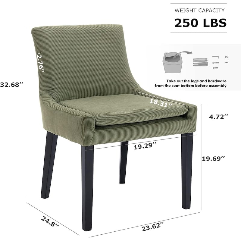 Upholstered Corduroy Accent Side Leisure Chairs with Soild Wood Legs