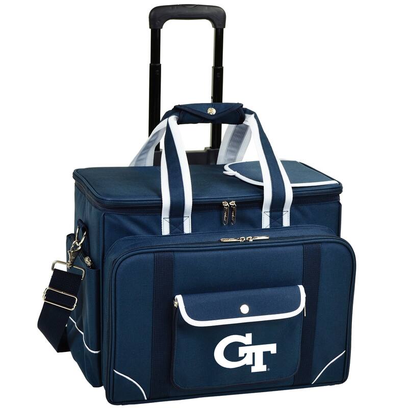 NCAA Georgia Tech Yellow Jackets Insulated Picnic Cooler with Service for Four on Wheels