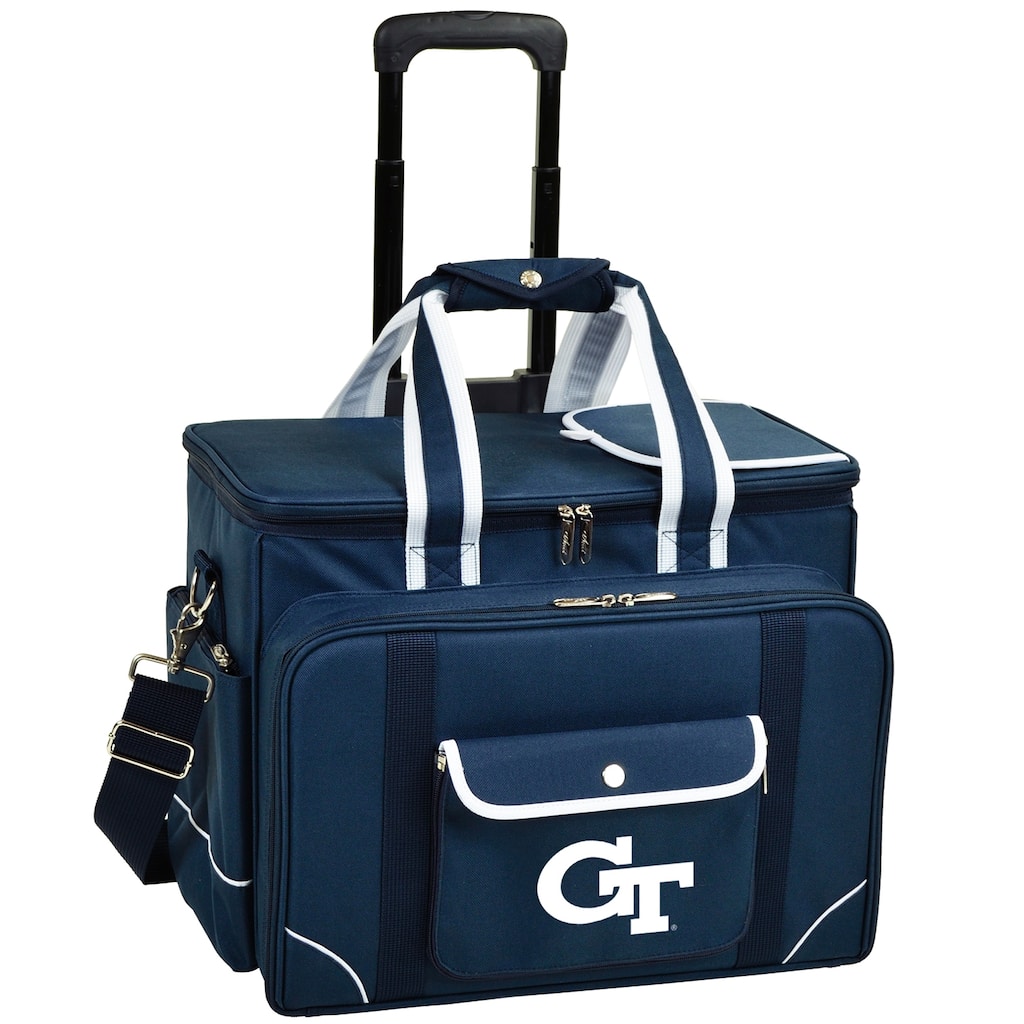 NCAA Georgia Tech Yellow Jackets Insulated Picnic Cooler with Service for Four on Wheels