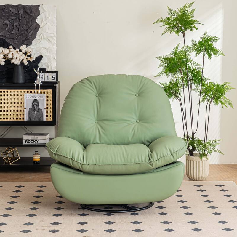 Power Swivel Recliner With USB Charger and Bluetooth Music Player - Green/Leather
