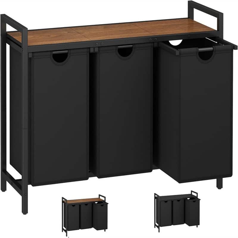 Clothes Hamper for Laundry Room - 37"L x 12.59"W x 28.74"H - Black walnut