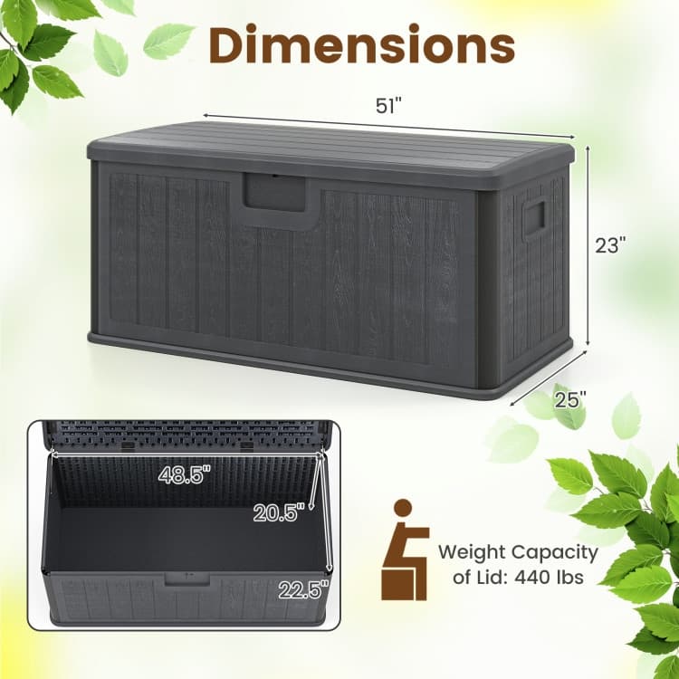 HDPE Outdoor Storage Deck Box with Aluminum Lid and Bench Top - 51" x 25" x 23"