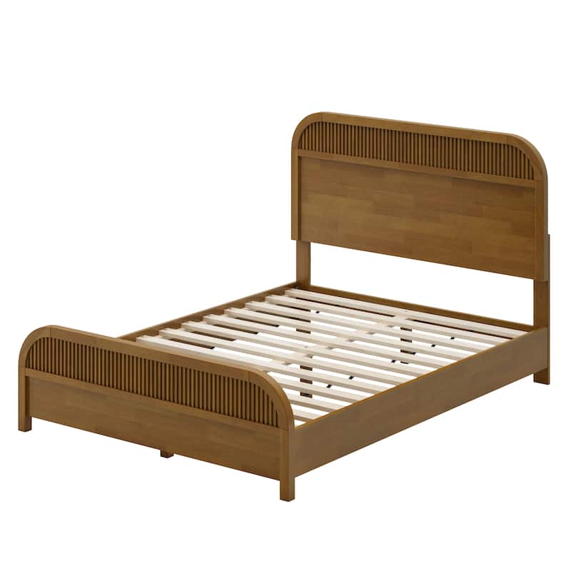 Christopher Knight Home - Modern Wood Platform Bed Frame with Headboard and Wooden Slats Support - No Box Spring Needed