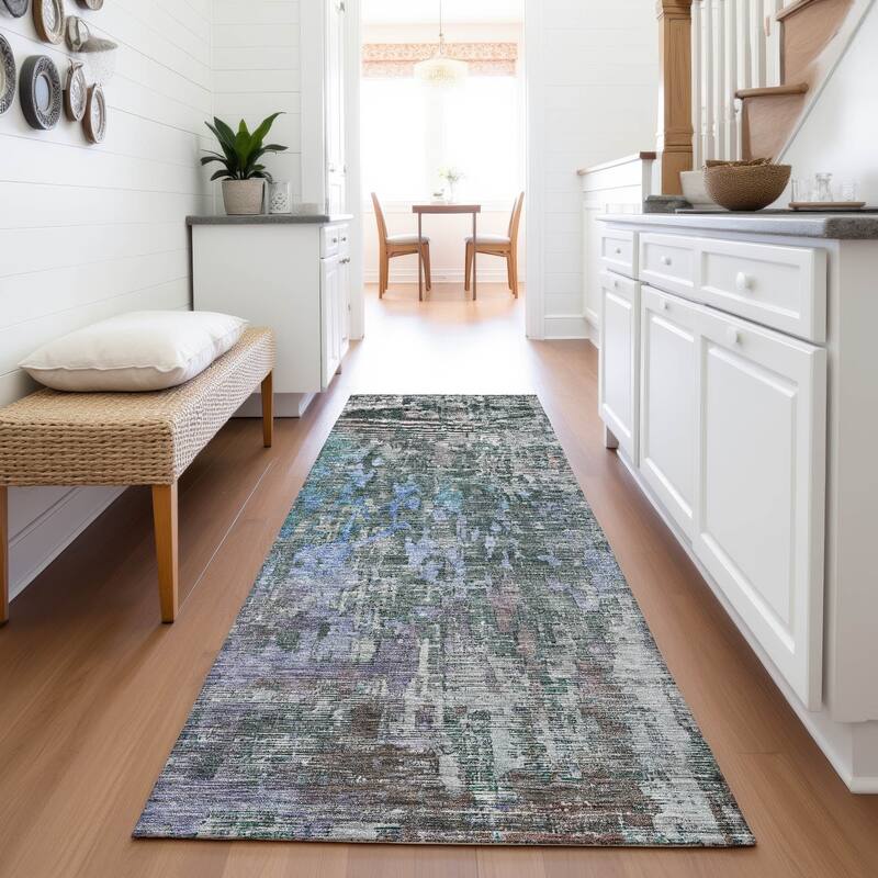 Premium Washable Super Soft Modern Ombre Mayfield Rug - Fern - 2'3" x 7'6"
