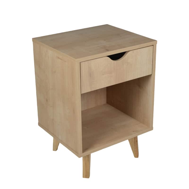 24-Inch Wood 2-Drawer Nightstand Modern Bedside or End Table with Storage - Natural