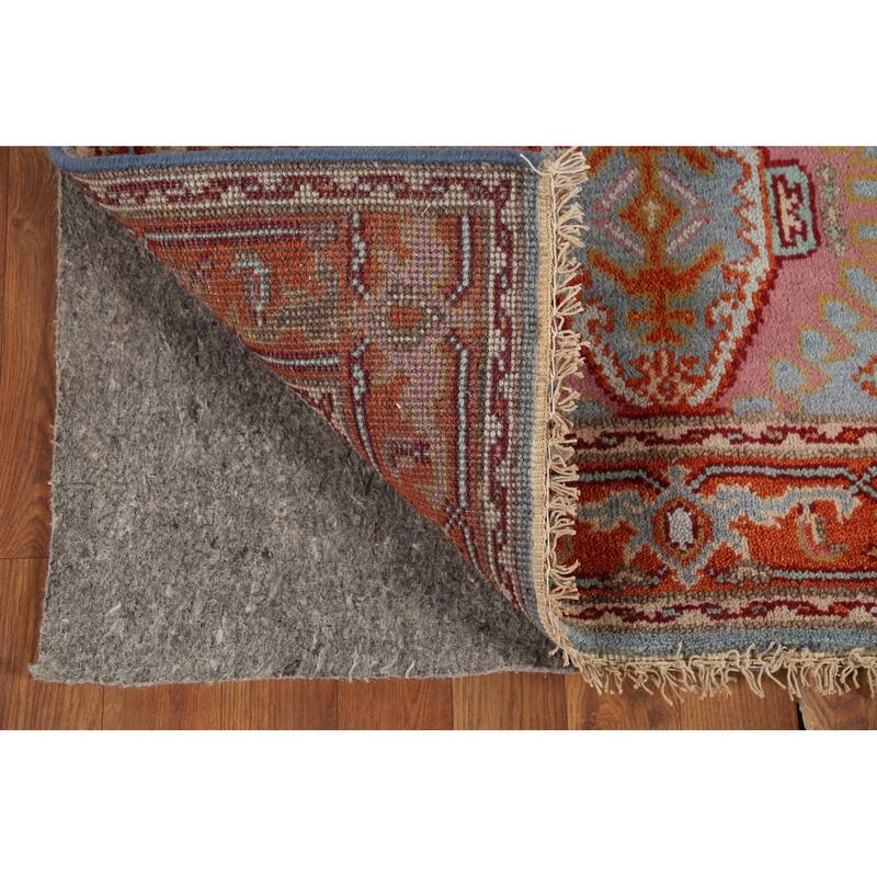 Blue Geometric Khotan Indian Accent Rug Hand-Knotted Wool Carpet - 3'1"x 5'2"