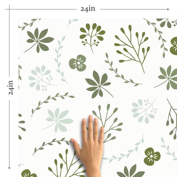 Green Botanical Floral Peel and Stick Removable Wallpaper 4920 - Bed ...