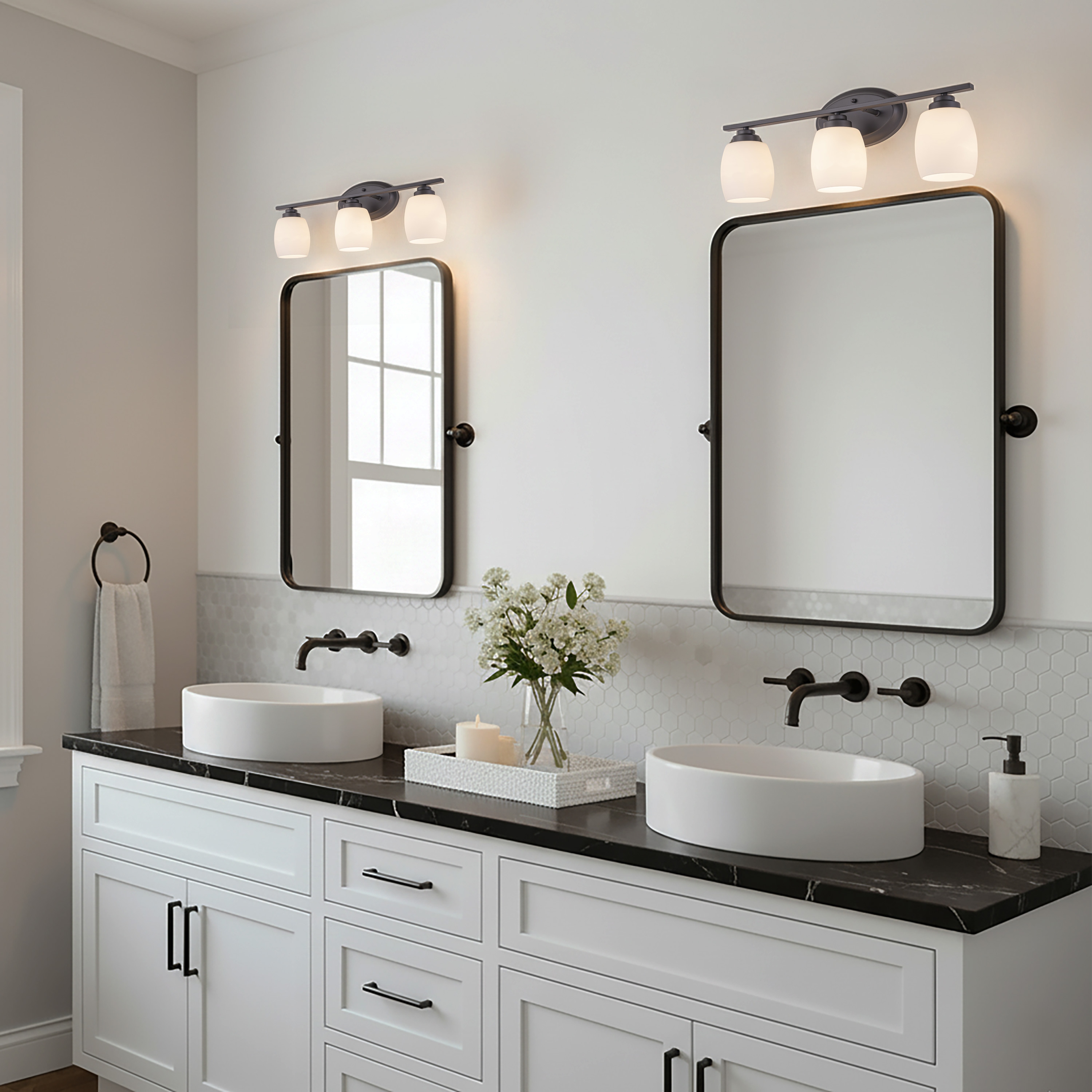 C Cattleya Vanity Light Indoor Wall Sconce Light with White Opal Glass