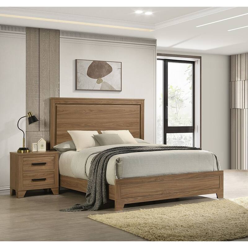 Transitional Walnut Finsih 3PC bedroom Furniture Set