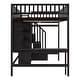 preview thumbnail 6 of 7, Black Full Solid Wood Loft Bed with Bookshelf