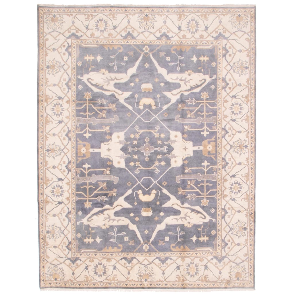 ECARPETGALLERY Hand-knotted Royal Oushak Dark Grey Wool Rug - 9'2 x 11'10