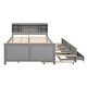 preview thumbnail 27 of 25, Full Size Platform Bed with Storage Headboard, USB, Twin Size Trundle and 3 Drawers Bunk Storage Bed for Kids Teens Adults