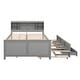 preview thumbnail 13 of 11, Gray Full Size Platform Bed with Storage Headboard, USB, Twin Size Trundle