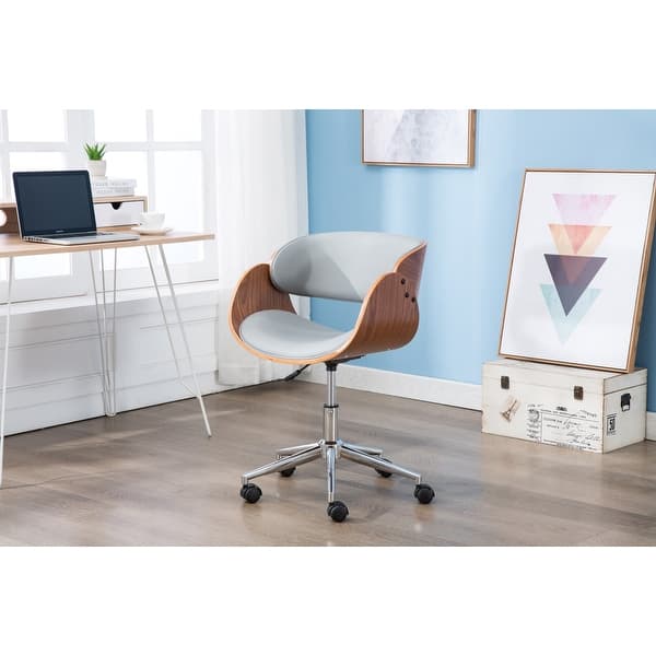 Porthos Home Anya Swivel Desk Chair Curved Back And Seat In Pu Leather Overstock 20543728