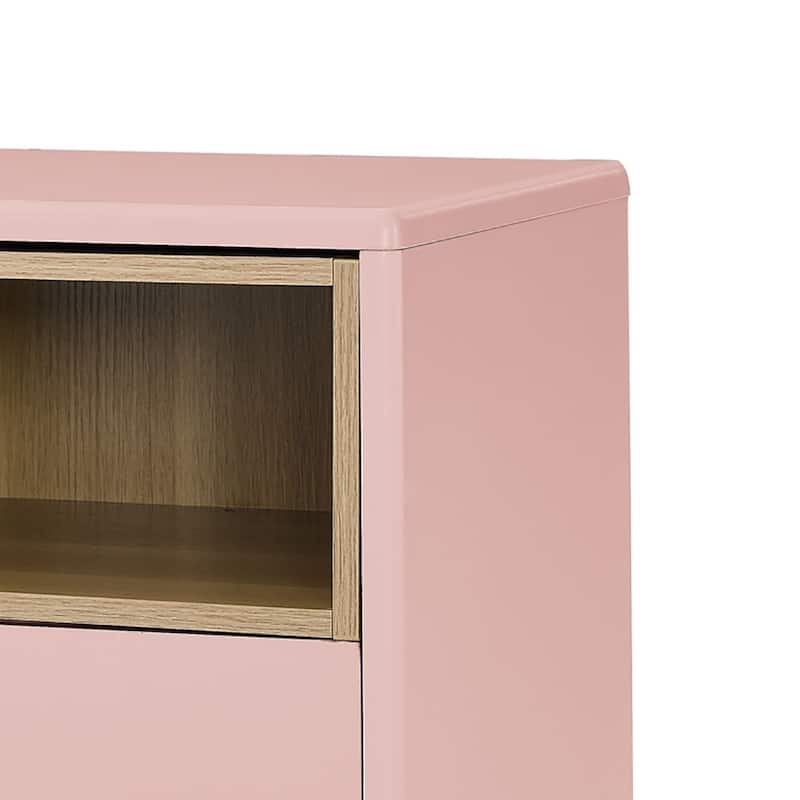 Modern Stylish Freestanding Nightstand with Leather Handle