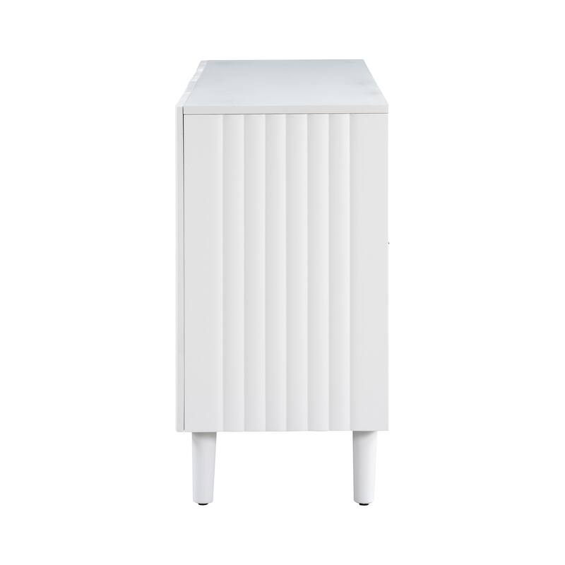 Modern Elegant 4-Door Buffet Cabinet Sideboard with Height Adjustable, for Study, Entryway and Living Room