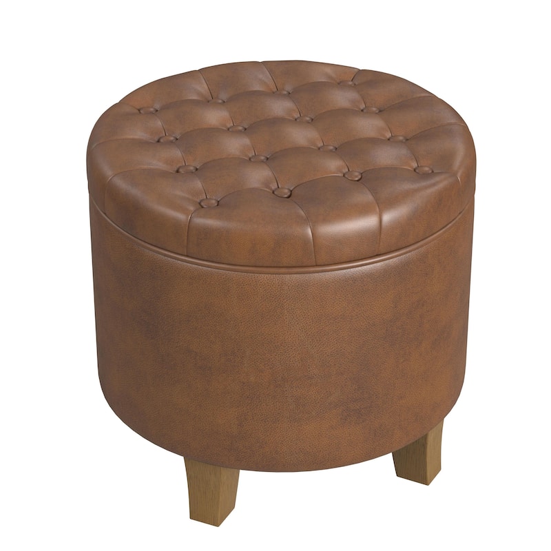 Carson Carrington Hare Button-tufted Round Storage Ottoman