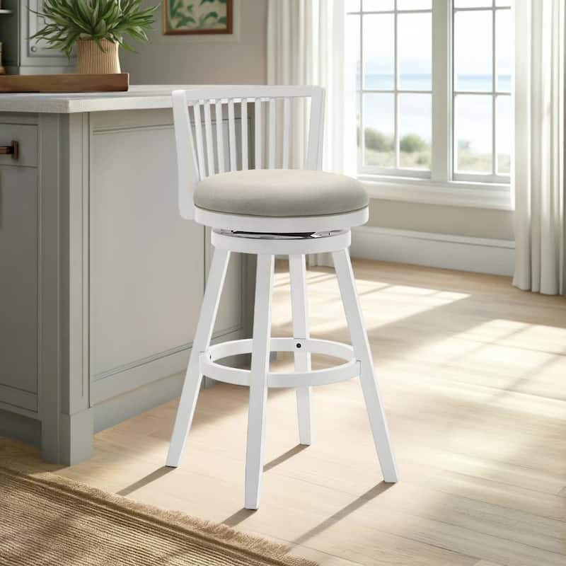 Harper Modern Swivel Bar Stool, Upholstered Counter Height Chair with Solid Wood Frame - Single - Fog - Counter Height