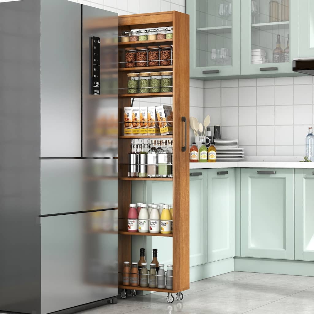 7 Tier Multi-Functional Pull-Out Multi-Tier Storage Single-Sided Open Shelf For Kitchen, Living Room & Narrow Spaces