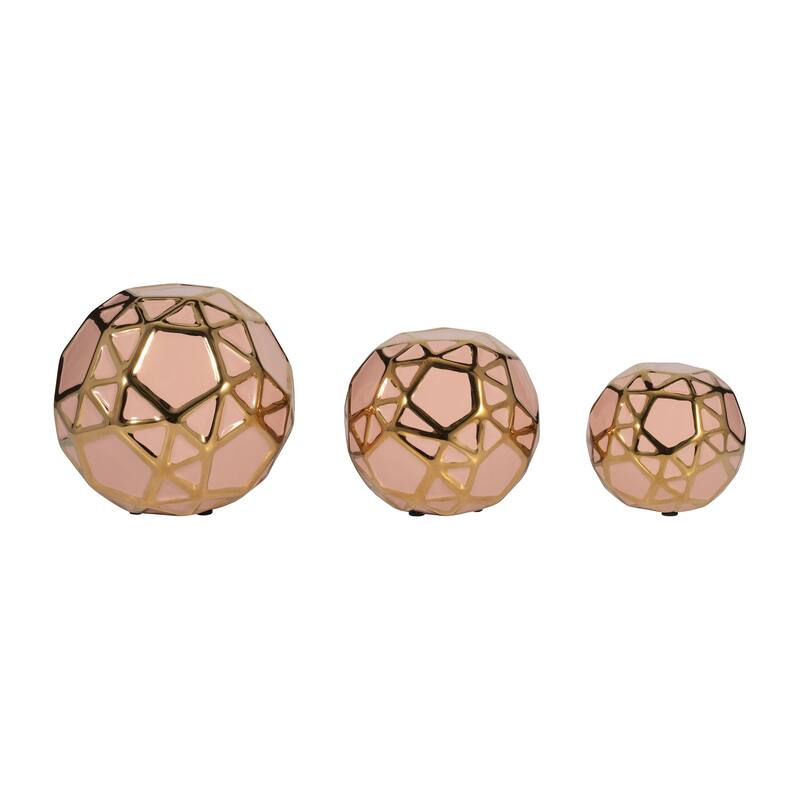 Accented Abstract Modern Coastal Decorative Orbs Set of 3