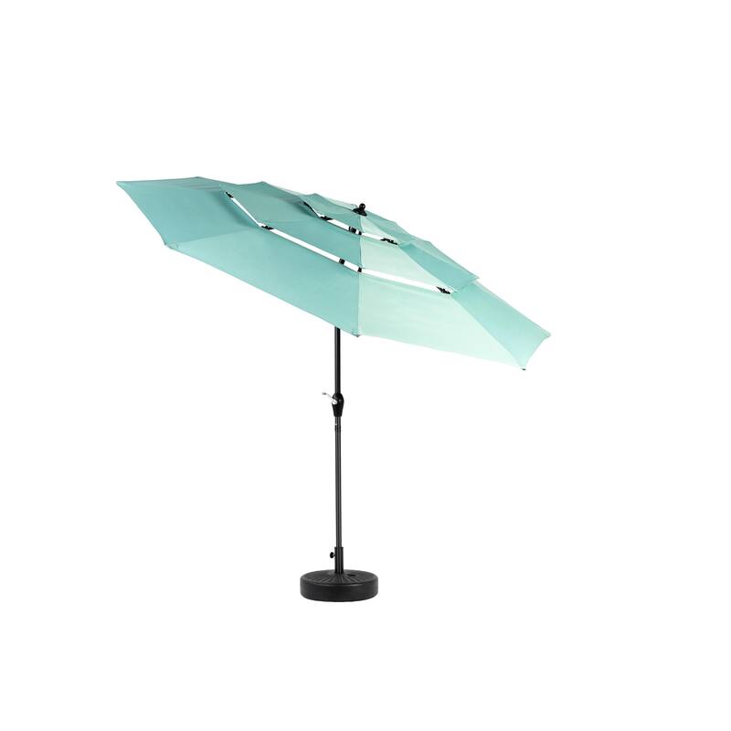 Aluminium 10ft 3 Tier Auto-tilt Umbrella ,Outdoor Patio Umbrella - Market Table Pool Deck Umbrella (Base Not Included)