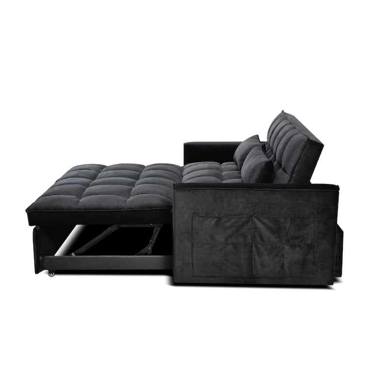 52.75"Velvet 2-Seater Sleeper Sofa with Curved Backrest and Fiber Cotton for Comfort