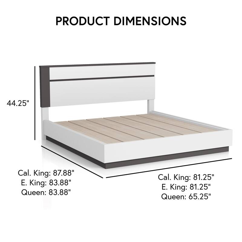 Furniture of America Conjira Modern 2-Piece White Wood Platform Bed and Nightstand Set