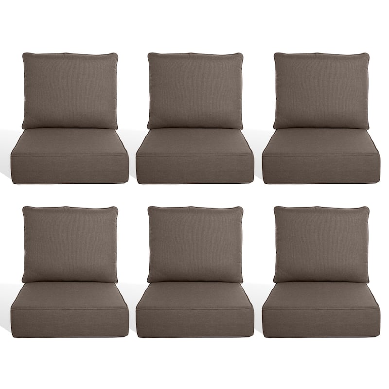 Pocassy 22"x24"x6" Inch Thick Cushions Pillows Indoor Outdoor Cushion 6 Set - Grey Cushion