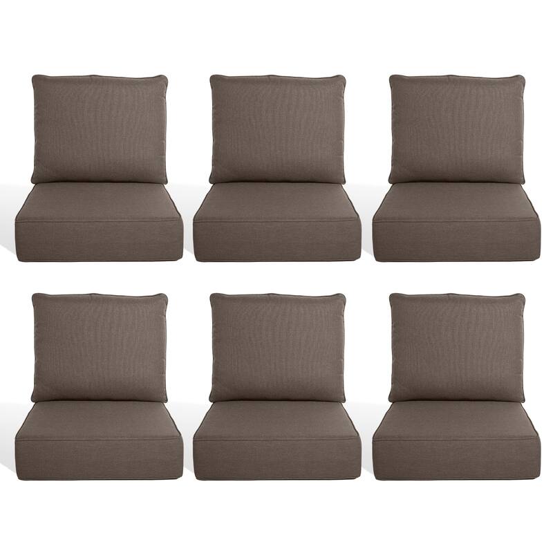 Pocassy 22"x24"x6" Thick Cushions Pillows Indoor & Outdoor Cushion - 6 Set Seat & Back Cushion - Grey Cushion