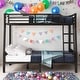 preview thumbnail 2 of 8, Full XL Over Queen Metal Bunk Bed with Raised Guardrail& Ladder and Slats Support for Adults Teens, Black