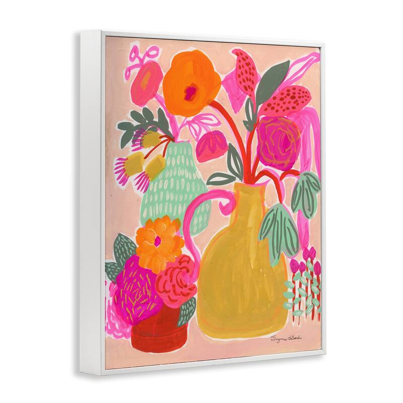 Stupell Bright Pink & Yellow Bouquet Framed Giclee Art Design By Suzanne Allard